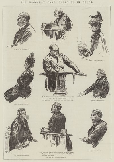 De Baccarat-zaak, schetsen in de rechtbank door William Douglas Almond